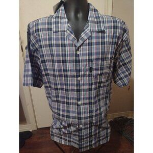 NWT Izod Sleepwear Short Sleeve Button Shirt Men's Large L Blue Short Sleeve